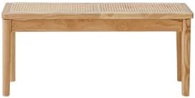 40" Wooden Dining Bench with Hand Woven Rattan Seat,Solid Wood Bench for Entryway,Living Room,Kitchen and Bedroom（Nature Wood，18" H