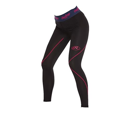 ローリングス(Rawlings) 野球 大人用 ウィメンズ ストレッチロングタイツ 膝2重(オールシーズン) ASUW12S01 ブラック/ピンク サイズ 2XO