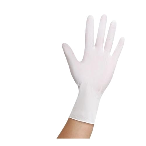 WMAMBZNDHP Guantes desechables de nitrilo blanco, sin polvo ni látex, ideales for la cocina, el hogar, belleza, cuidado mascotas, coloración del cabello y limpieza(White 10PCS,S)