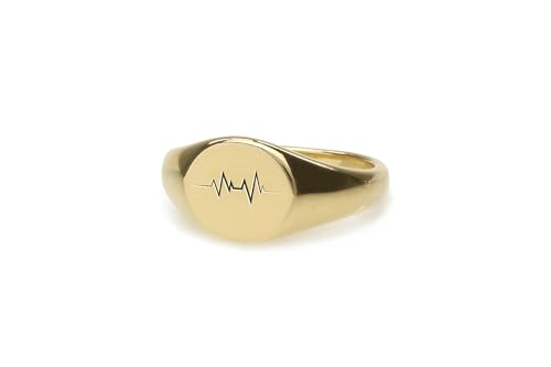 Bague de nouvelle maman en or avec gravure battement de coeur