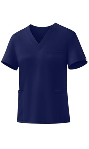 Image of V-Neck Scrub Tops for Women, Stretch 4-Pocket Nurse Uniform