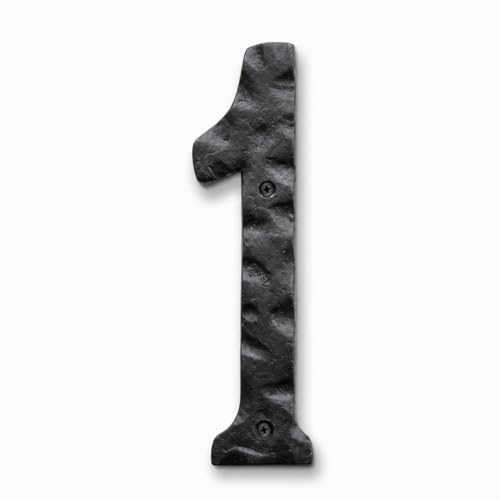 Image of NACH House Numbers for Outside, 8 inch Black Address Numbers for House - Number 1 - Rustic Numbers for Outside with Mounting Hardware