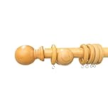 Amari Bargains Wooden Curtain Pole – Premium Quality Curtain Rail Poles – 28mm Fixed Length Multi Finials Curtain Pole Set with Rings, Suitable for Any Room (Natural, 120cm)