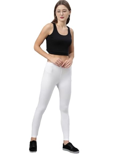 Image of ZAYANQA Combo of 2 Slim Fit Women /Girls Solid Stretchable Cotton Ankle Length Leggings with Ultrasoft Wide Elastic Waistband |Comfortable |Fashionwear|