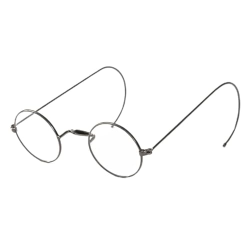 Marco de lentes ópticos retro redondo de alambre metálico y patillas envolventes de cable