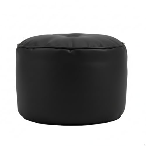 Image of Premium Faux Leather Footstool /Footrest /Pouffe | EPS Beans Filled | Ready to Use | Soft Cushioned Ottoman | Durable Leatherette Finish | Living Room, Bedroom & Office Color- (Black)