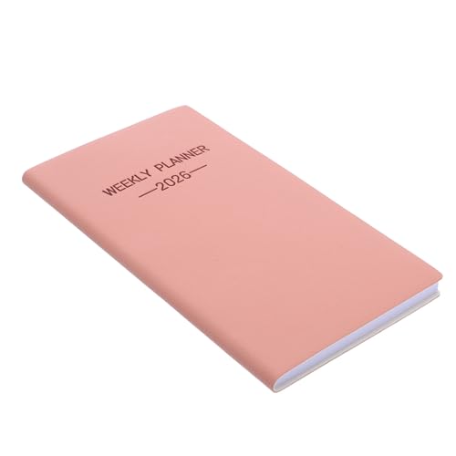 COOLHIYA Planificador Semanal A6 Portátil para Oficina y Viajes con Cubierta de Pu Rosa, Diseño Elegante y Papel Abre Plano para Organizar Actividades y Tomar Notas