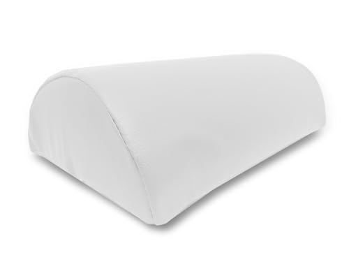 QUIRUMED Cojín Medio Cilindro, Medidas 30 x 18 cm, Color Blanco, Ergonómico, Polipiel, Relleno de Espuma, Cojín Masaje, Fisioterapia