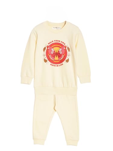 Image of The Mom Store Kids Sweatshirt With Joggers Set| Cotton With French Terry | Cute Prints | Warm | For Boys & Girls | Trendy Winter Sets For Kids | Hoodie And Sweatpant Set