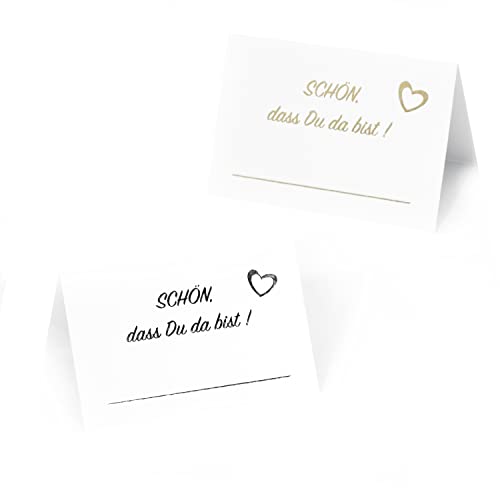 Tischkarten mit exklusiver GOLDPRÄGUNG / SILBERPRÄGUNG - Platzkarten - Hochzeit - Geburtstag - Namensschilder - Tischkärtchen - Kommunion - Taufe - Schön dass du da bist - Sitzplan Cover