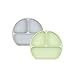Bumkins Silicone Grip Dish, Suction Plate, Divided Plate, Baby Toddler Plate, BPA Free, Microwave Dishwasher Safe â€“ 2pk Gray/Sage