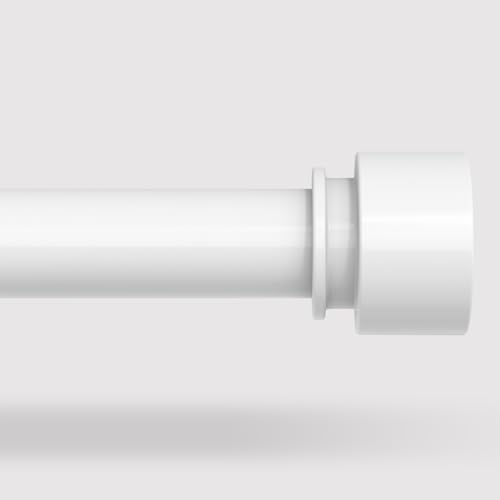 Curtain Rods 36-144 Inch Extra Long Heavy Duty 1 Inch Curtain Rods for Windows White Adjustable Window Treatment Rod Single Side Telescopic Splicing Drapery Rods Modern Design Easy Installation