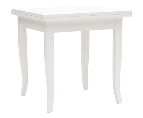 Vicentini arreda TAVOLO IN LEGNO ALLUNGABILE A LIBRO SHABBY CHIC LACCATO BIANCO (100x100 (200))