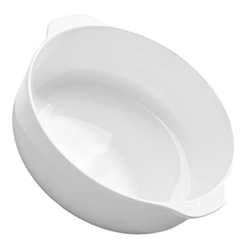 SOIMISS placa binaural plato de pastel de esmalte pequeño horneado ovalado asado bol pizza pan fruit bowl fuente para hornear de doble asa tazón para hornear de doble asa cerámica
