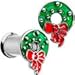 Body Candy 2Pc 316L Steel Double Flare Tunnel Plug Christmas Wreath Ear Plug Gauges Set of 2 2 Gauge
