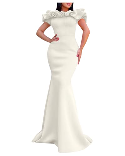 Ruffle Sleeve Bodycon Evening Maxi Dress Off Shoulder Mermaid Formal Dresses B1031