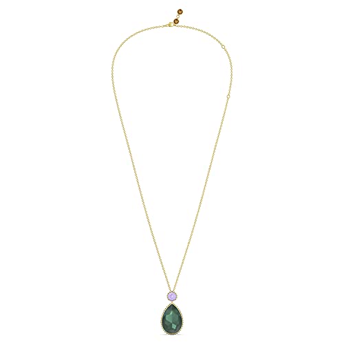 Swarovski Orbita Pendant Necklace, Dual-Sided Green And Lilac Drop-Cut Crystals With A Gold-Tone Finish Chain, Part Of The Swarovski Orbita Collection #TOP2