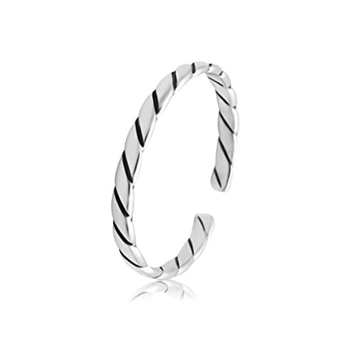 Bague ajustable en argent S925 véritable anneau minimaliste