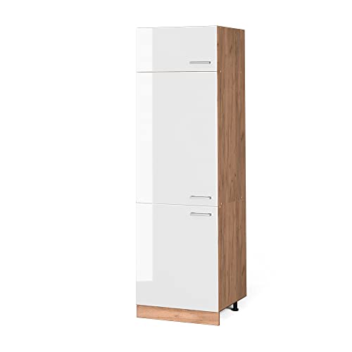 Vicco Armoire pour frigo R-Line, Blanc Haute Brillance, 60cm, pour Une Combinaison Libre au Sein de...