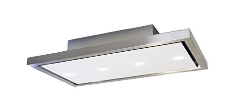 Hotte de plafond Extra large 120cm, aspiration périphérique Verre blanc, LED, 800m3/h, 60/66db, classe A