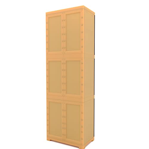 Image of Nilkamal Freedom Large (FML) Plastic Wardrobe for Storage|3-Year Warranty|Clothes Organizer|Shelves|Cupboard|Almirah|for Home, Living Room, Bed Room|Adult & Kids|Weather Brown /Biscuit