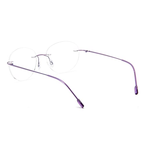 KoKoBin Round Rimless Reading Glasses Super Light Titanium Alloy Reading Aid for Men and Women purple, 1/1.5/2/2.5/3/3.5 - Image 4