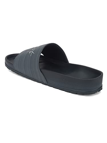 Image of ALBERTO TORRESI Synthetic Blue Slides Slippers for Men