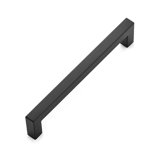 Image of Ravinte 1 Pack 6-1 /4 Inch Kitchen Square Cabinet Handles Matte Black Pulls Stainless Steel Drawer Pulls Kitchen Cabinet Hardware Handles