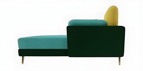 Image of Velvet Contemperory 4 Seater LHS Sofa Couch with Cushion Chaise Lounge Sectional Perfect for Living Room & Bedroom Guests Home & Office (LHS 4 Seater Turquoise & Green)