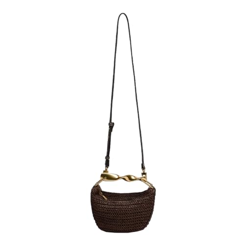JYG Handmade Straw Crossbody Bags for Women Mini Summer Satchel Purse Fashion Woven Shoulder Handbags with 2 Straps3