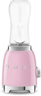 SMEG 50's Retro Style Personal Blender with Backlit Knob and Two 600 ML BPA Free bottles PBF01PKUS Pink