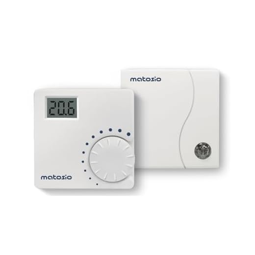 Matosio TH610 - Termostato de caldera inalámbrico con receptor, ajuste de temperatura con rueda de montaje, montaje en pared, color blanco