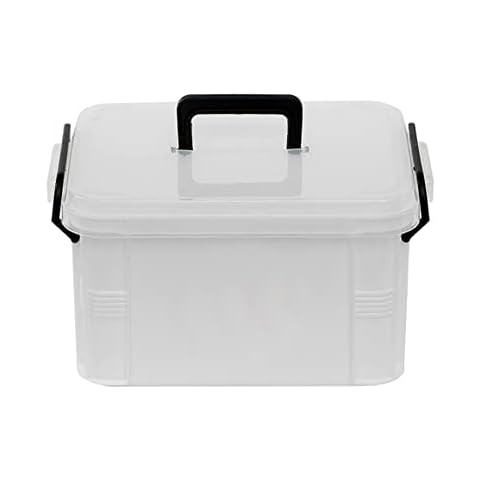 Muellery Family Medicine Box Organizer Container Plastic Emergency First Aid Case 9.4inch 24cm White Cover