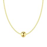 Bishilin Collares de plata de ley, collares largos para mujer, bola pulida de oro, fiestas familiares, bodas