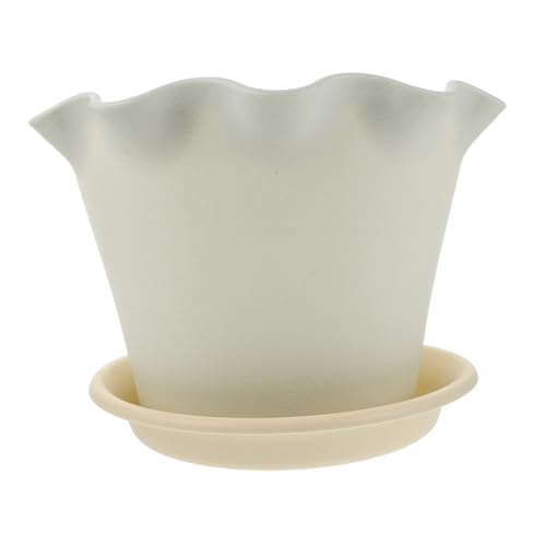 Toyvian Maceta de plástico con macetas de Plantas de plastico Decorativas para suculentas Bote de plantador macetero con platillo el plastico Blanco