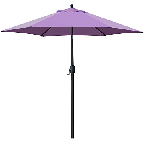 Sunnyglade 7.5' Patio Umbrella Outdoor Table Market Umbrella with Push Button Tilt/Crank, 6 Ribs (Purple)