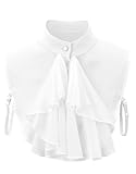 Eyibenlilan Women’s Ruffle Shirt Collar – Detachable Neck Ruffle Victorian Vintage Blouse Half Collar for Sweaters, Jackets & Dresses(White)