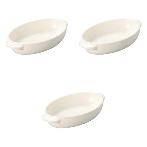 Set of 3, Large White Oval Au Gratin [9.3 x 5.2 x 1.6 inches (23.5 x 13.2 x 4.1 cm) | Setomonohonpo Ceramic Ceramic Heat Resistant