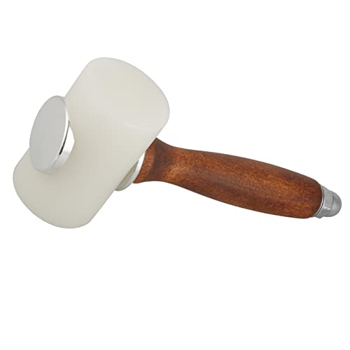 Leather Hammer, Leather Tools with Wooden Handle Stainless Steel Construction Rubber Mallet Hammer for Leather Carving