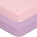 TILLYOU Silky Soft Microfiber Crib Sheet Set, All Seasons Use Breathable Cozy Hypoallergenic Toddler Sheets Set for Girls, 28 x 52in, 2 Pack Lavender & Peachy Pink