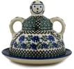 Polmedia Polish Pottery Cheese Lady - Blue Chicory Pattern Handmade in Boleslawiec Poland by Ceramika Artystyczna + Certificate of Authenticity