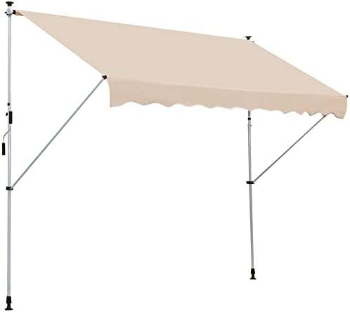Outsunny Balcony 3 x 1.5m Manual Adjustable Awning DIY Patio Clamp Awning Canopy Retractable Shade Shelter Easy to Move for Balcony - Beige