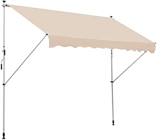 Outsunny Balcony 3 x 1.5m Manual Adjustable Awning DIY Patio Clamp Awning Canopy Retractable Shade Shelter Easy to Move for Balcony - Beige