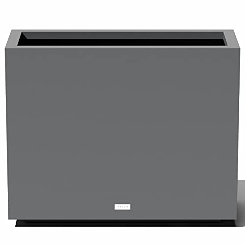 Image of Veradek Block Series Span Plastic Planter - Tall Rectangular Planter for Indoor or Outdoor Patio /Porch, Gray, 24.25 in Height, 12 in Width, 30 in Length