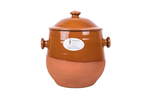 Puchero de Barro Refractario para Cocinar – 10 Litros | Olla Artesanal 30 x 30 cm Hecha a Mano en España | Apto para Horno, Gas o Vitro con Difusor – Felipe Zabala