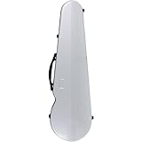 カーボンファイバー製 バイオリンケース 4/4サイズ｜防湿機能付 軽量0.8kg｜プロ仕様収納バッグ内蔵 耐衝撃保護 湿度計・ハンドル・肩掛けベルト付 楽器用ハードケース (White 白)