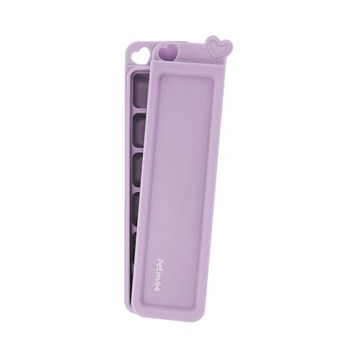 Image of PETINUBE Silicone Heart Cube Freezer Tray Baby Food Storage Cubes with Clip-On Lid Freeze Baby Food Soups Purees Ice Safe Design Made in Korea (Luna Purple)