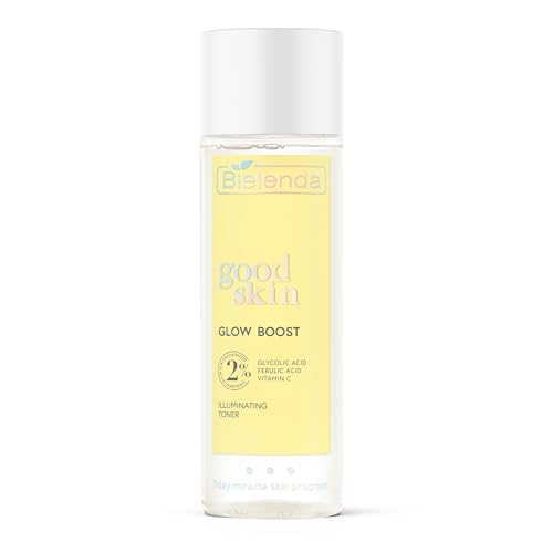 Bielenda Good Skin Glow Boost Tónico Iluminador, Loción Facial con Vitamina C, Ácido Glicólico y Ácido Ferúlico, Reafirma la Piel, Para Todo Tipo de Piel, 200 ml