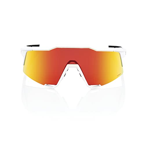 Image of 100% SPEEDCRAFT Sport Performance Cycling Sunglasses (Soft Tact Off White - HiPER Red Multilayer Mirror Lens)