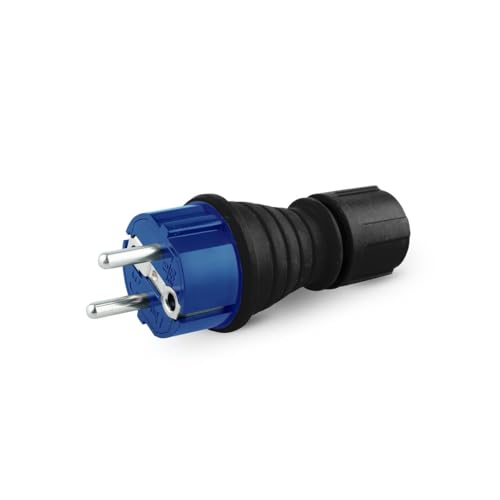 Clavija industrial 16A, goma IP54, prensaestopa, resistente al agua y al polvo, ideal para maquinaria y entornos industriales.